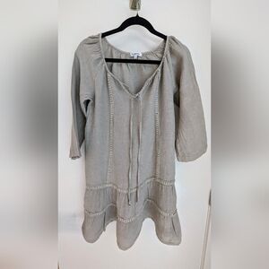 Rosemarie Made In Italy Gray Tie Front Midi Dress with Relaxed Fit Sz XS